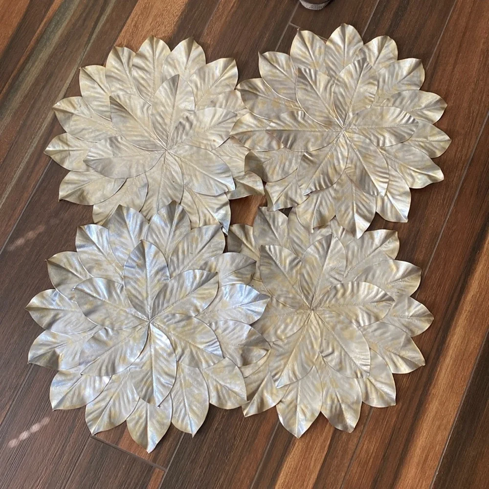 Threshold gold and silver leaf holiday table charger settings‎ decorations